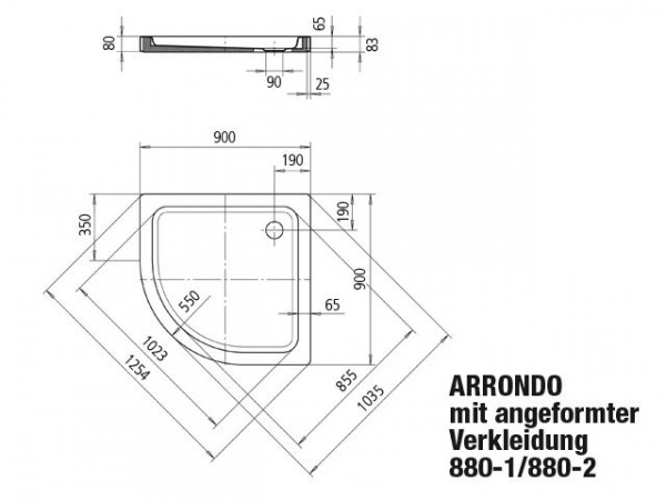 Kaldewei Kwartronde Douchebak Mod.880-1 Arrondo (460400010)