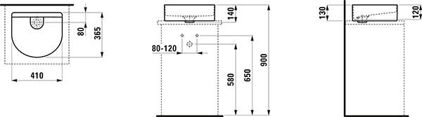 Opbouw Wastafel Laufen SONAR 365x140x410mm Wit