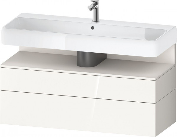 Meuble Pour Vasque à Poser Duravit Qatego suspendu 2 tiroirs 1190mm Blanc Super Mat/Blanc Brillant QA4396084220000