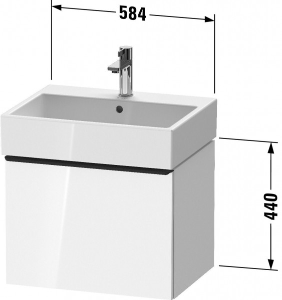 Meuble Pour Lavabo Encastrable Duravit D-Neo tiroir poignée doré pour Lav. Vero Air 584mm Graphite Mat DE4271034490000