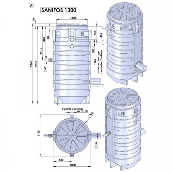 SFA Sanibroyer Dompelsysteem SANIFOS1300-2-GR-SP S Dompelsysteem 1300, 2 pompen