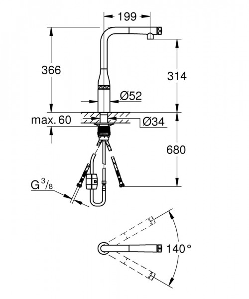 Grohe Keukenkraan Met Handdouche Essence 366mm