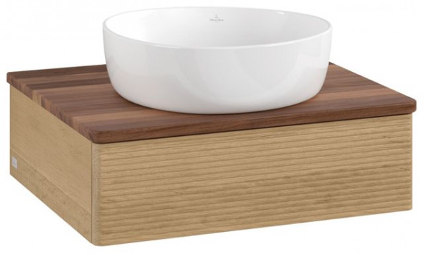 Wastafelmeubel Voor Opzet Waskom Villeroy en Boch Antao 1 lade 600x190x500mm Honey Oak/Warm Walnut