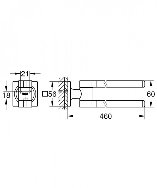 Handdoekenrek Hangend Grohe Allure draaibaar, dubbel Hard Graphite