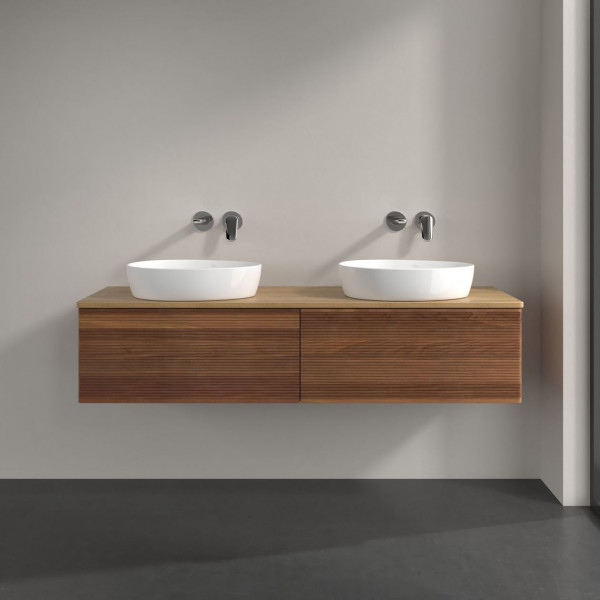 Dubbel Wastafelmeubel Villeroy en Boch Antao 1600x360x500mm Warm Walnut/Honey Oak