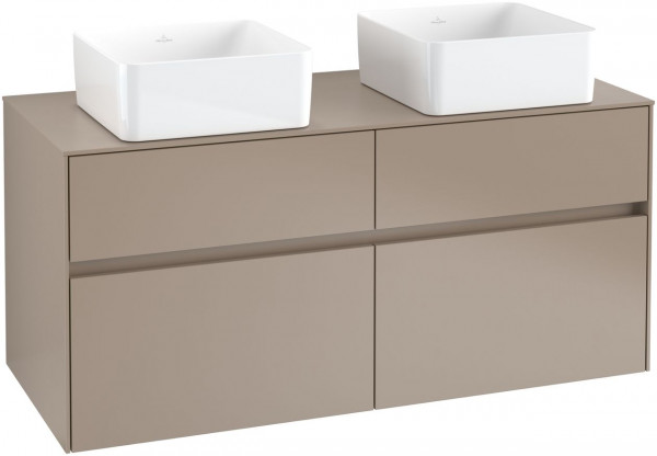 Dubbel Wastafelmeubel Villeroy en Boch Collaro 4 laden voor 2 wasbakken 1200mm Truffle Grey