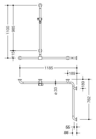 Hewi Badgreep Serie 801 met douchestang 801.35.300