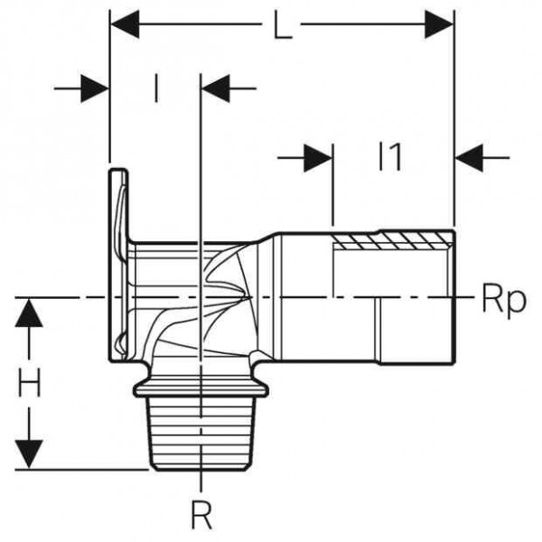 Geberit Aansluitbeugel 90° G1/2" MeplaFix (602285001)