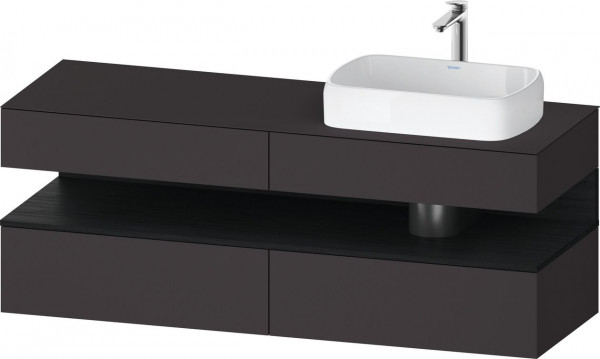 Meuble Pour Vasque à Poser Duravit Qatego droite, avec niche 1600mm Chêne Noir Mat/Graphite Super Mat QA4778016800000