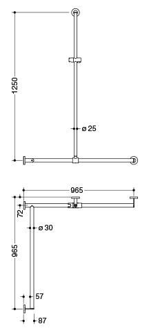 Hewi Badgreep System 900 met douchestang Glanzend Chroom 900.35.33440