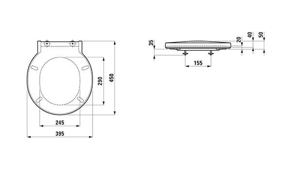 LAUFEN VAL toiletzitting met deksel softclose-afneembaar 39,6 x 44,8 x 5 cm, mat wit