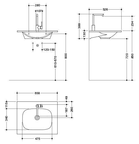 Hewi Hangende Wastafel met Kraan 658 mm Alpenwit 950.19.031