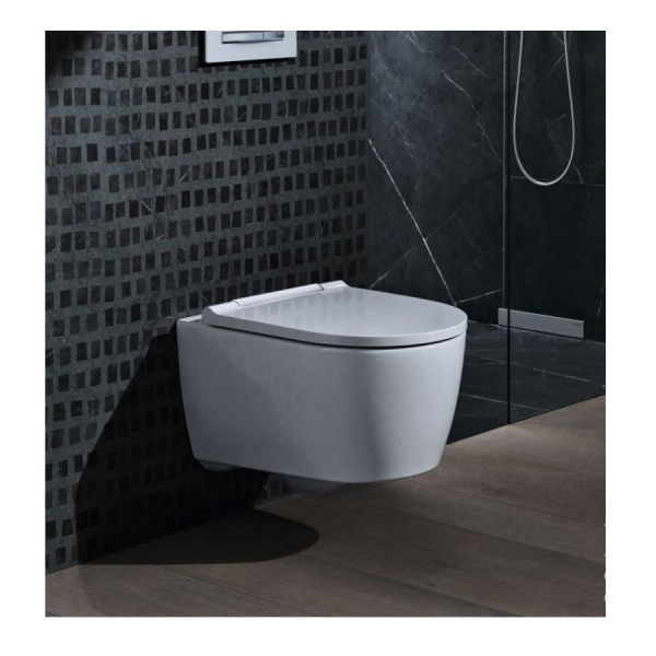 Pack WC Suspendu Geberit ONE KeraTect Soft Closing Quick Release 370x343x540mm Charnières Blanches