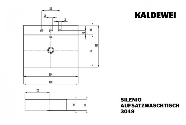 Countertop wastafel Kaldewei , model 3049 met overloop Silenio (906406003)