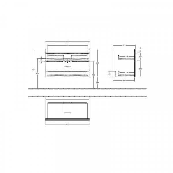 Villeroy en Boch Wastafelmeubels Venticello 953 x 590 x 502 mm