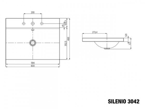 Countertop wastafel Kaldewei , model 3042 met overloop Silenio (904106003)