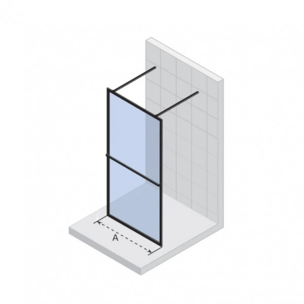 Riho Lucid GD401 doorloopdouche vrijstaand 100x200cm met handdoekrek kader mat zwart GD310B000