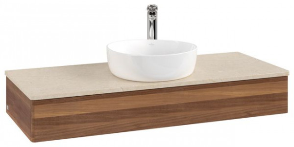 Wastafelmeubel Voor Opzet Waskom Villeroy en Boch Antao 1 lade 1200x190x500mm Warm Walnut/Boticcino