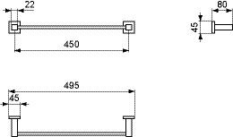 Ideal Standard Handdoekenrek Hangend IOM SQUARE 450 mm Chroom