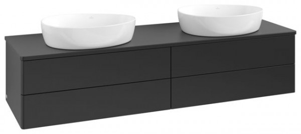 Dubbel Wastafelmeubel Villeroy en Boch Antao 1600x360x500mm Black Matt Laquered