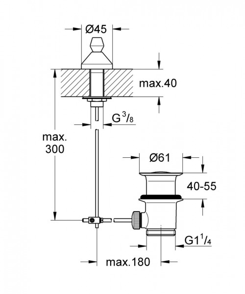 Grohe trekwaste afvoer + trekstang 5/4 28900000