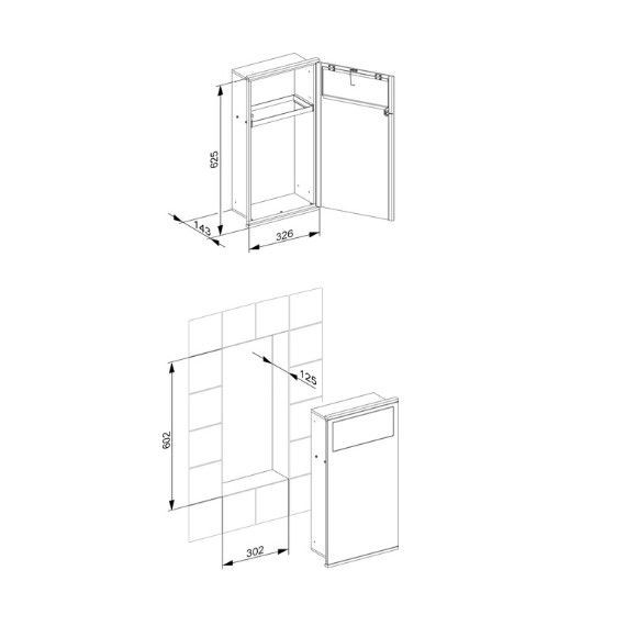 Keuco Openbare afvalbak Plan Integraal 326x625x143mm