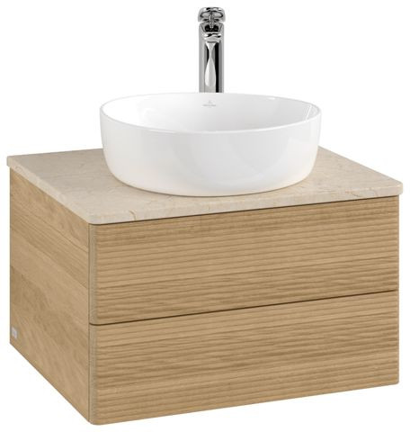 Wastafelmeubel Voor Opzet Waskom Villeroy en Boch Antao 600x360x500mm Honey Oak/Boticcino