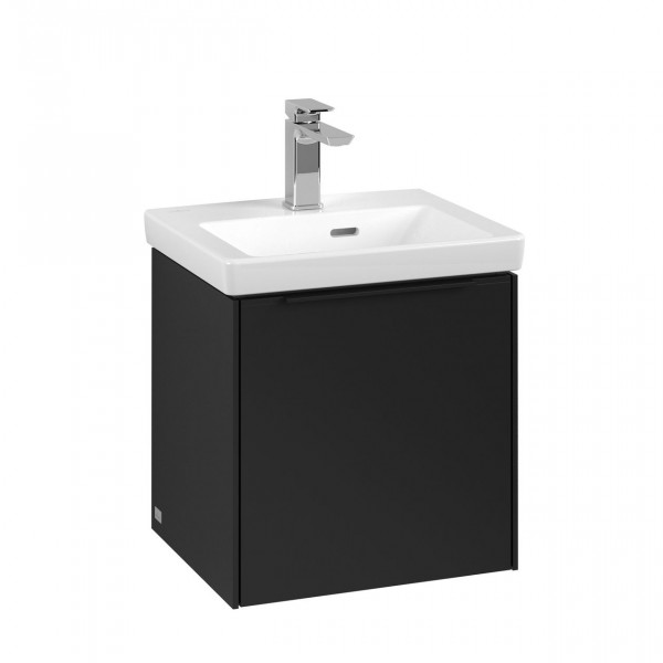 Villeroy & Boch Subway 3.0 wastafelonderkast 45x40x35cm met 1 rechtsdraaiende softclose deur met Volcano Black greep spaanplaat volcano black c58201vl