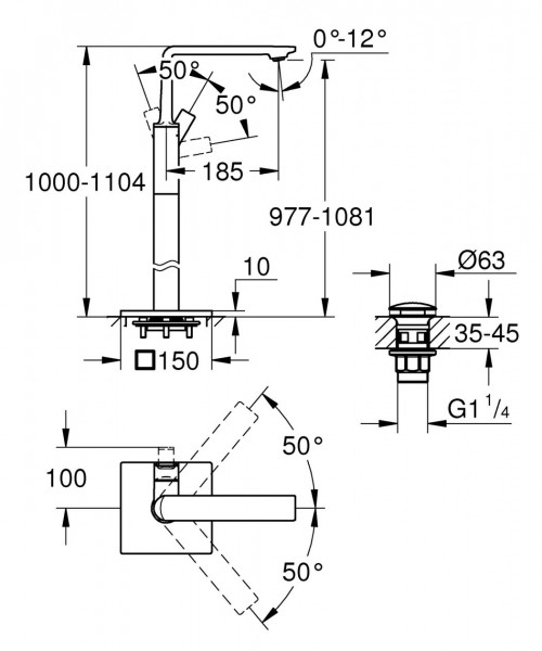 Vrijstaande Badkraan Grohe Allure vloer gemonteerd Hard Graphite