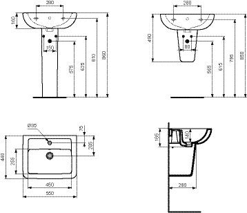 Inbouwwastafel Ideal Standard Eurovit Plus Eurovit 550mm