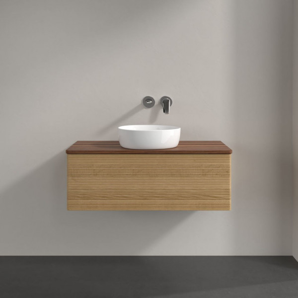 Wastafelmeubel Voor Opzet Waskom Villeroy en Boch Antao 1000x360x500mm Honey Oak/Warm Walnut