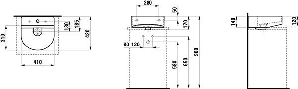 Fontein Toilet Laufen SONAR vrijstaand, overloop 410mm Wit