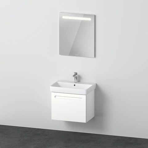 Ensemble Meuble Salle De Bain Duravit No.1 Meuble sous-lavabo , Lavabo, Miroir 650mm, Tiroir Intérieur Blanc Mat