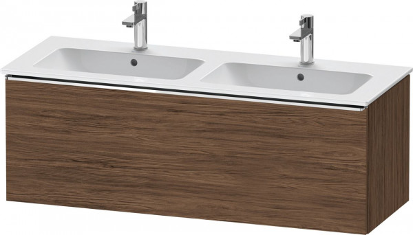 Meuble Double Vasque Duravit D-Neo tiroir poignée chromé 1280mm Noyer foncé mat DE4265010210000