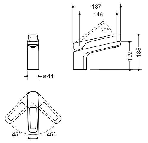 Hewi Wastafelmengkraan Serie AQ 950 Glanzend Chroom