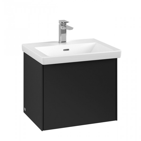 Villeroy & Boch Subway 3.0 wastafelonderkast 55x40x40cm met Volcano Black greep 1 softclose lade 1 sifonuitsparing spaanplaat volcano black c57901vl