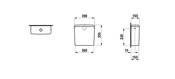 Laufen Lua reservoir 15x39.2x39.5cm met antikalkbehandeling Keramiek Pergamon H8270820499721