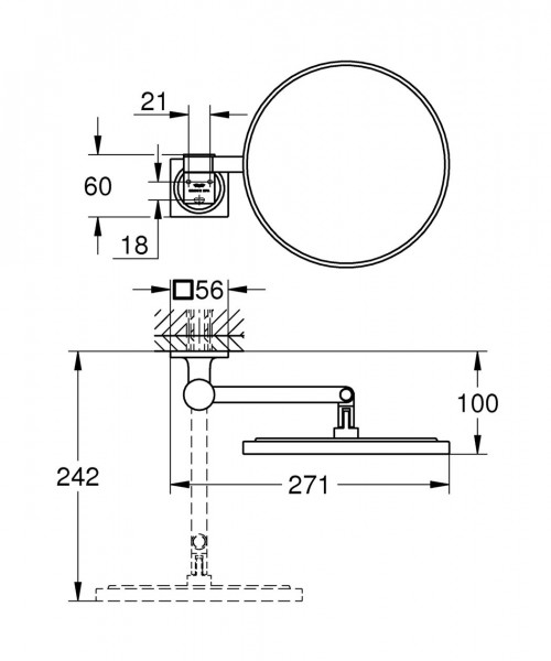 Grohe Allure Make-up Spiegel 27,1x24,2x20 cm Hard Graphite