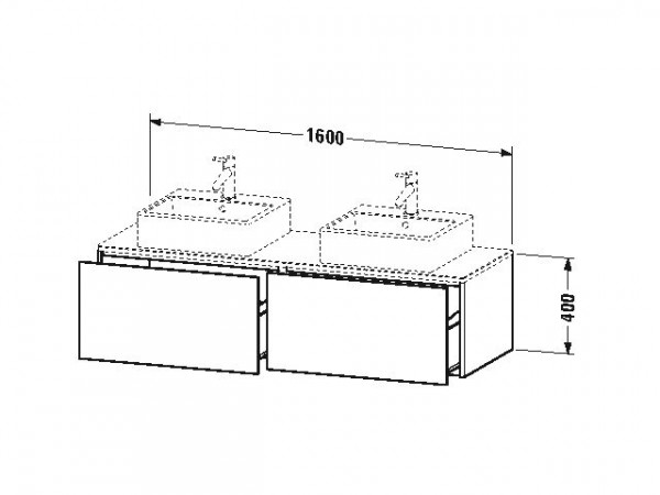 Duravit Wastafelmeubel Hangend XSquare voor beide zijden 1600 mm