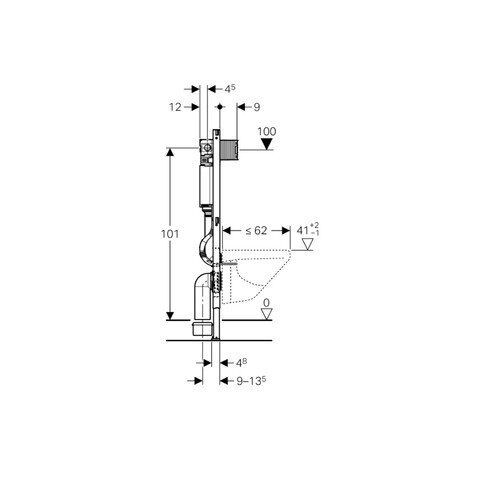 Geberit Inbouwreservoir Duofix Hangend frame houder opknoping Toiletten 112cm 111 060 001 111060001