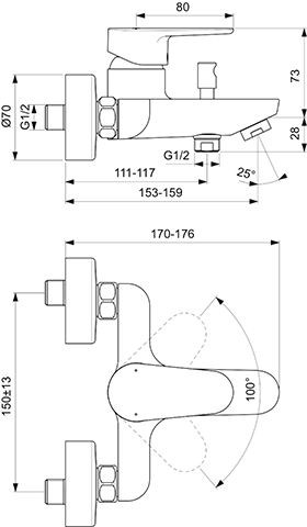 Thermostatische Mengkraan Bad Douche Ideal Standard CERAFINE O met omkeerventiel