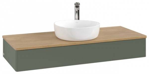 Wastafelmeubel Voor Opzet Waskom Villeroy en Boch Antao 1 lade 1200x190x500mm Leaf Green Matt Lac...