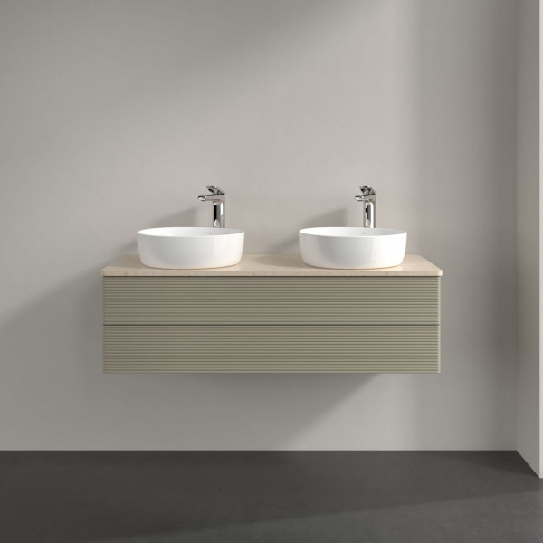 Dubbel Wastafelmeubel Villeroy en Boch Antao 1200x360x500mm Stone Grey Matt Lacquer/Boticcino