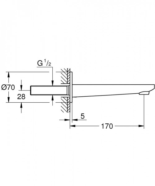 Baduitloop Grohe Lineare wandmontage Hard Graphite Geborsteld