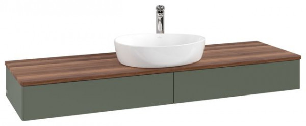 Wastafelmeubel Voor Opzet Waskom Villeroy en Boch Antao 1600x190x500mm Leaf Green Matt Lacquer/Wa...