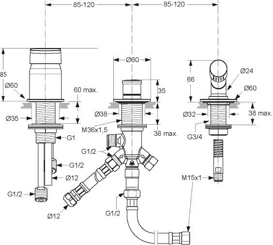 Ideal Standard Tesi DoucheMengkraan opbouwdeel A6349AA