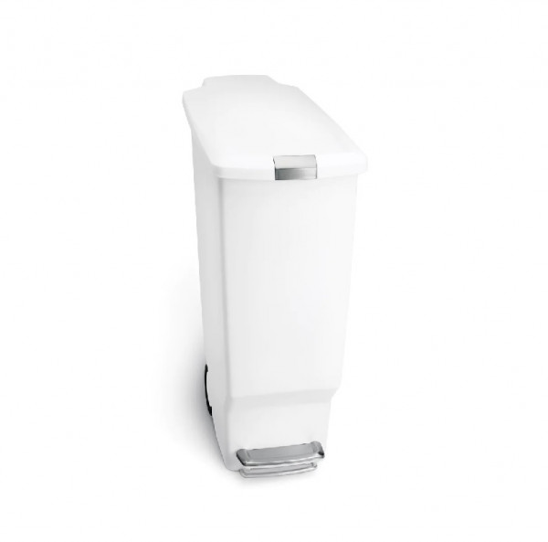 Simplehuman Poubelle étroite à pédale 40L, 260x490x640mm Blanc (CW1362)