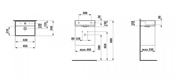 Fontein Toilet Laufen KARTELL onderzijde niet geslepen 450mm Wit Clean Coat