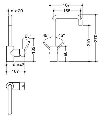 Hewi Hoge Wastafelkraan Serie AQ 477/801 Glanzend Chroom