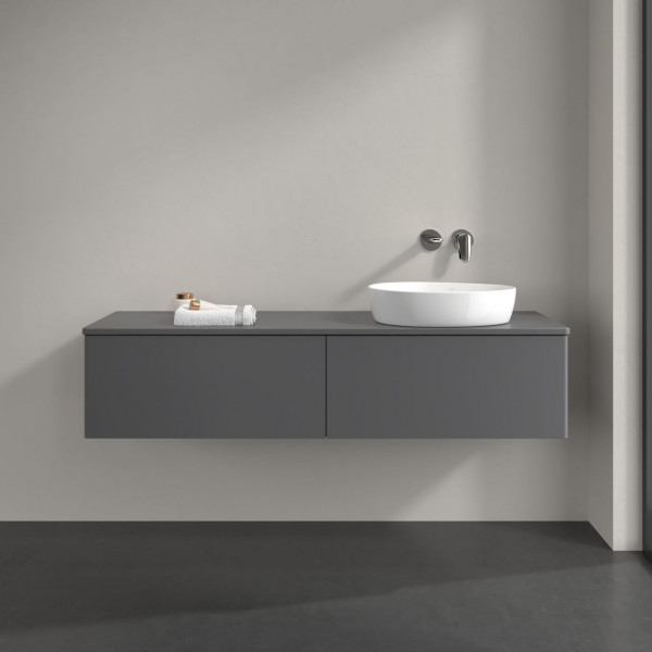 Wastafelmeubel Voor Opzet Waskom Villeroy en Boch Antao 1600x360x500mm Anthracite Matt Laquered